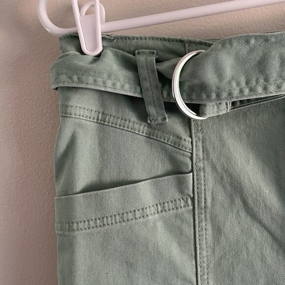 Happy X Nature Kate Hudson Women 4 Green Belted Button Fly Straight Leg Pant - Picture 5 of 10